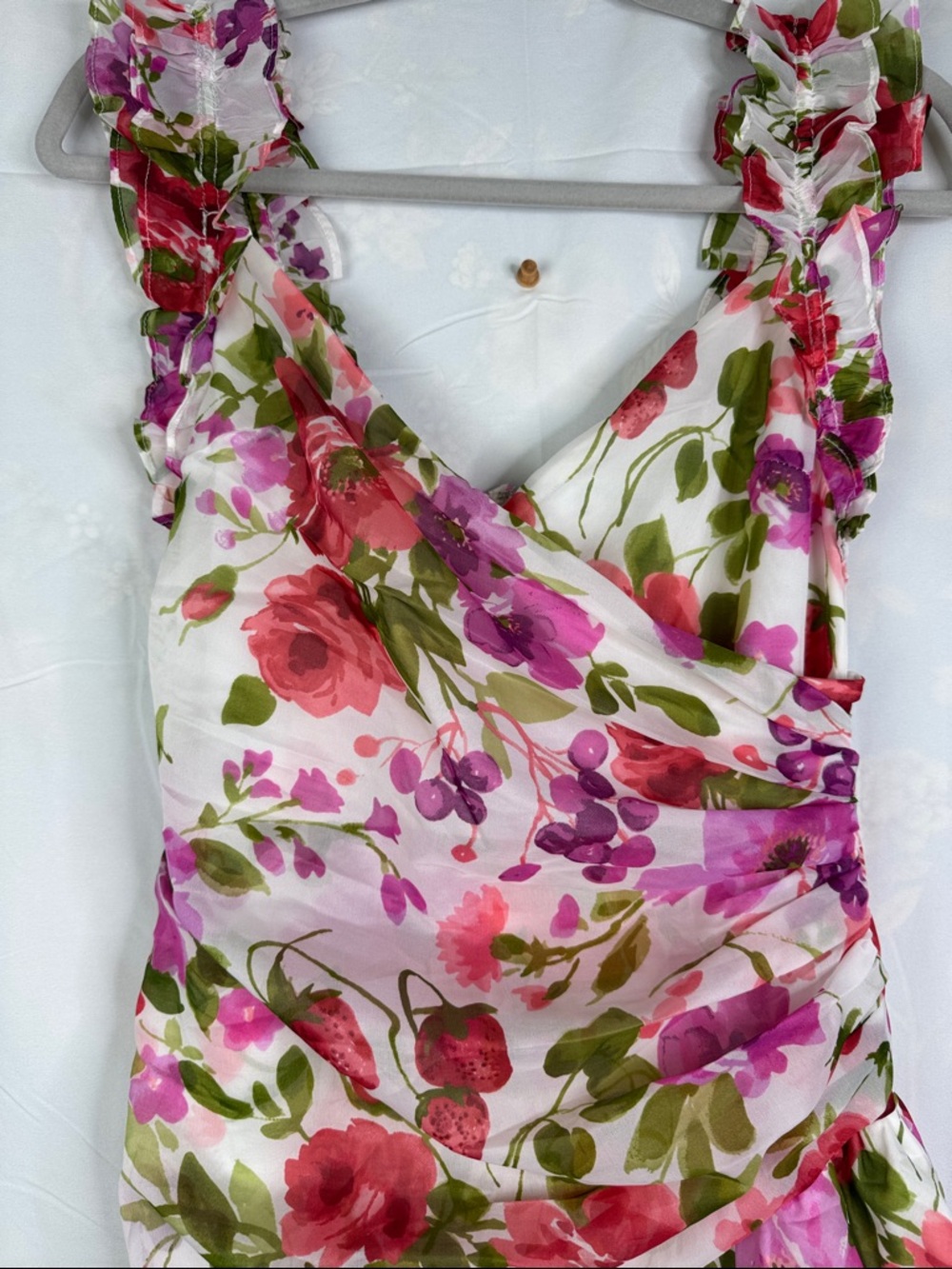Abercrombie & Fitch Pink and Green Floral High-Low Dress - Picture 3 of 4